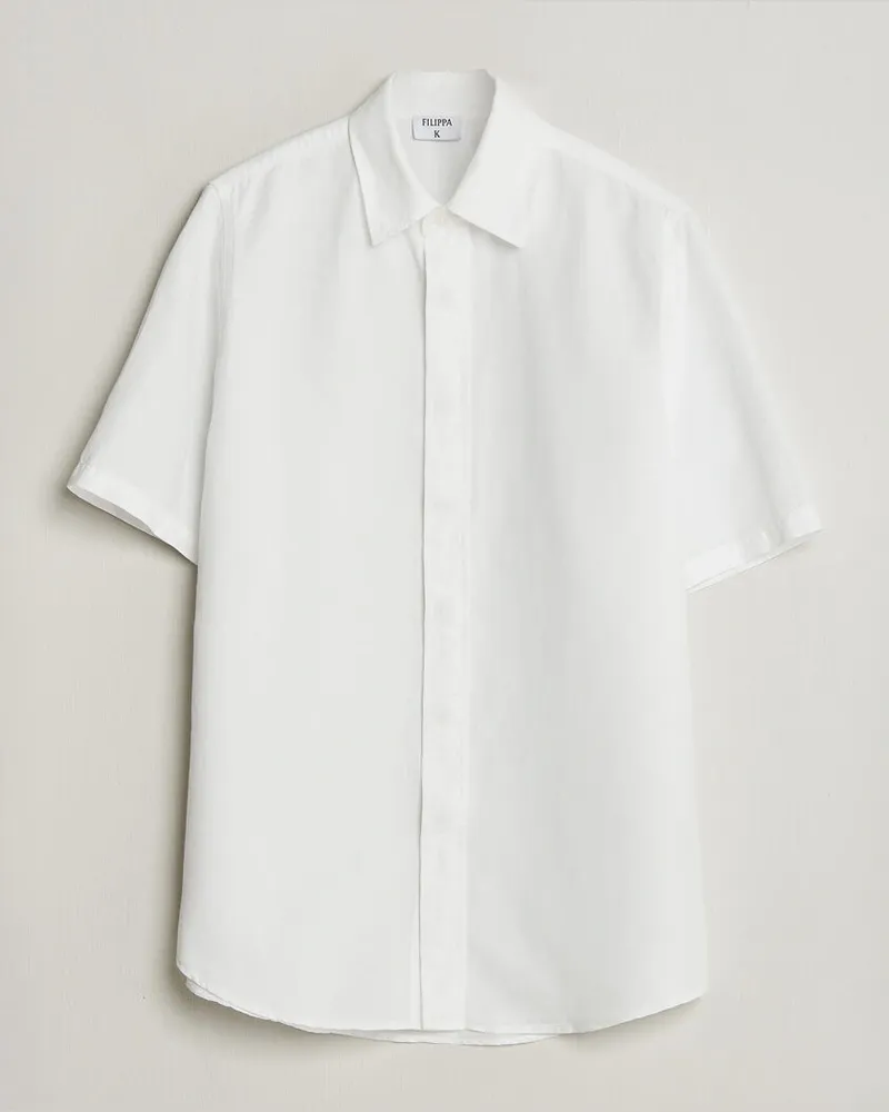 Filippa K Cotton/Linen Short Sleeve Shirt White Weiß