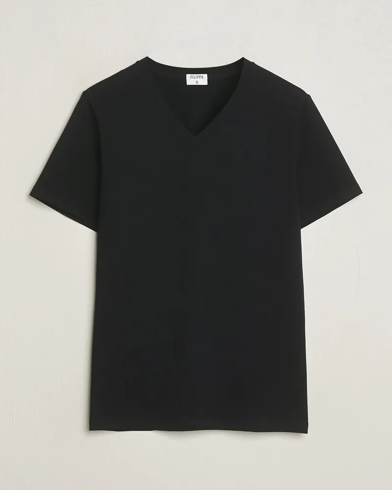 Filippa K Organic Cotton V-Neck T-Shirt Black Schwarz