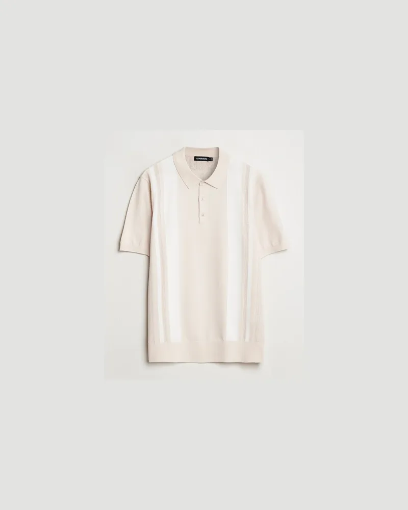 J.Lindeberg Reymond Stripe Knit Polo Moonbeam Beige