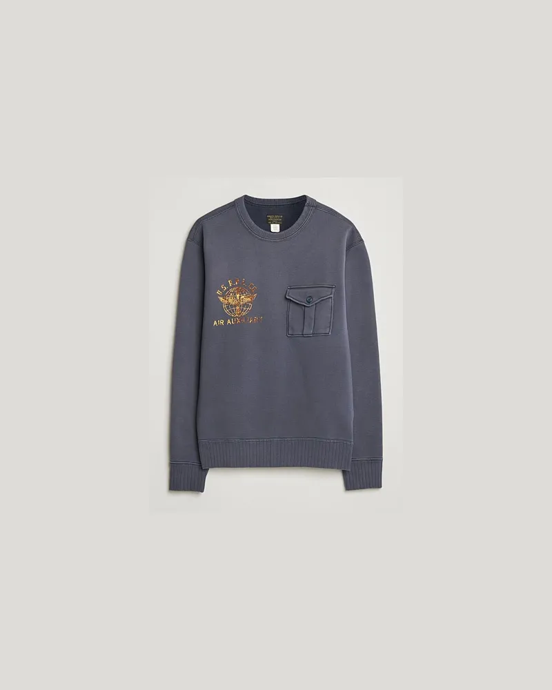 RRL Training Crew Sweatshirt Faded Blue Blau