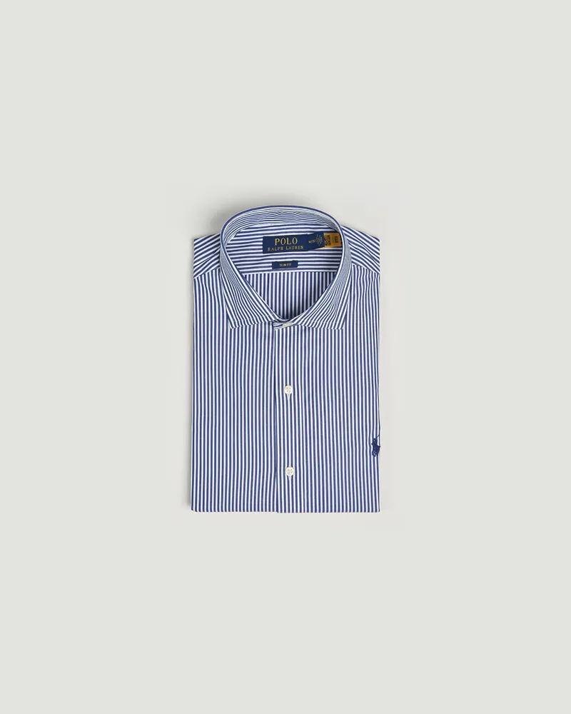 Ralph Lauren Slim Fit Stripe Dress Shirt Royal/White Blau