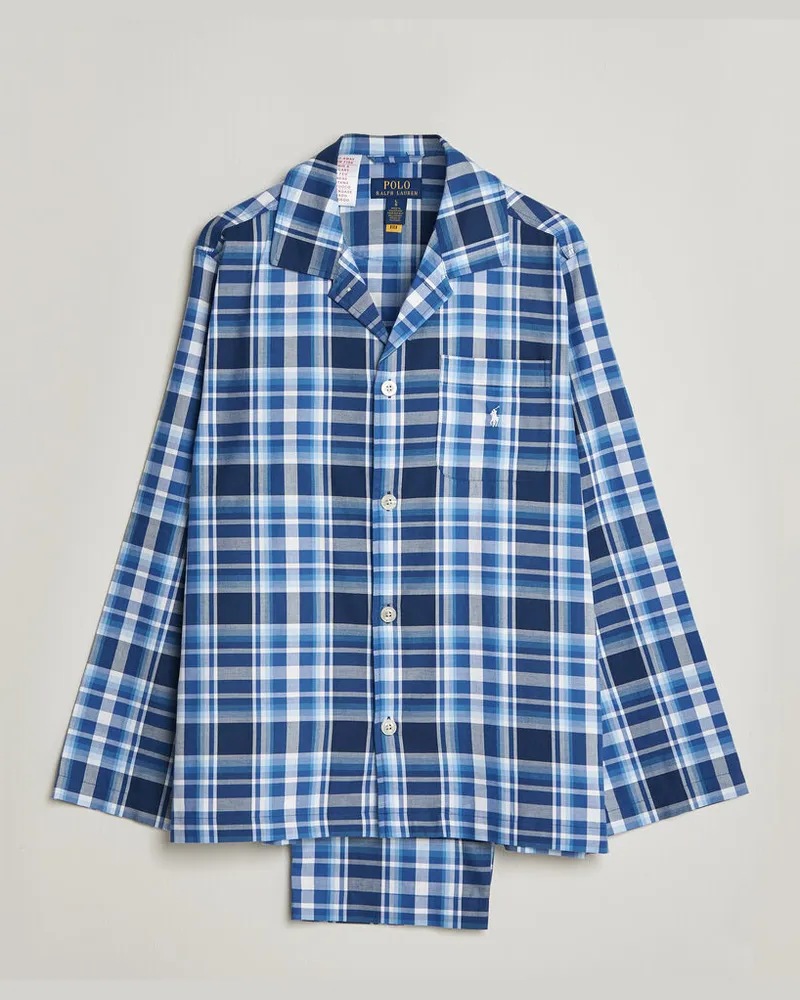 Ralph Lauren Cotton Checked Pyjama Set Blue Multi Blau