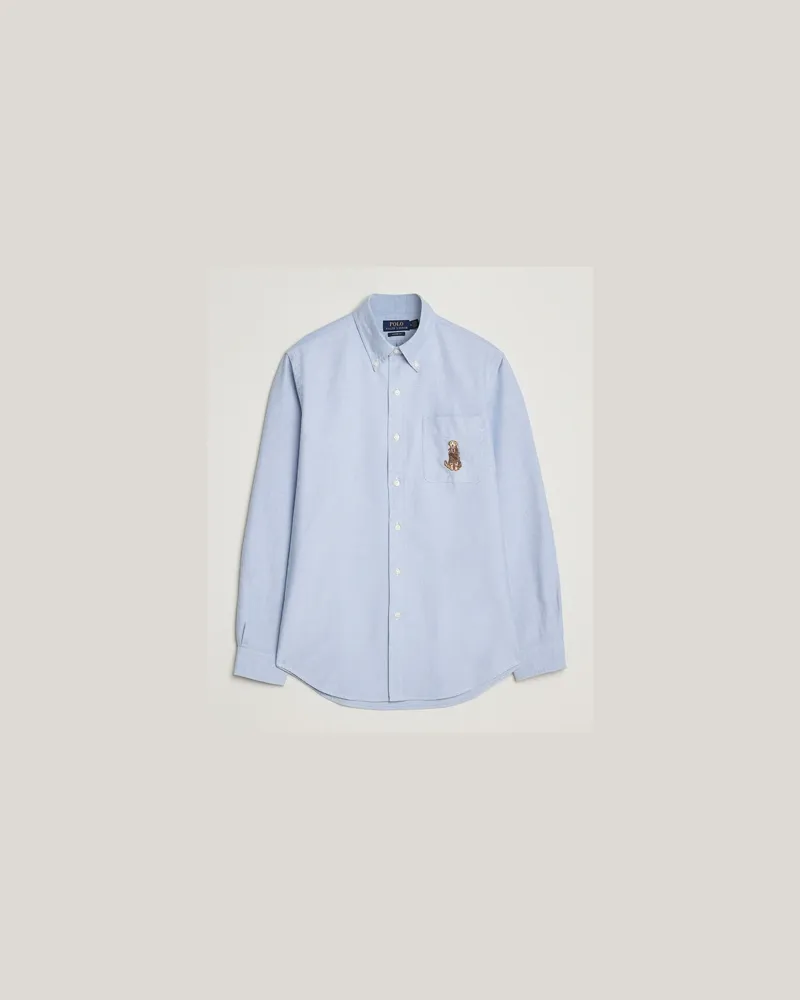 Ralph Lauren Custom Fit Dog Pocket Oxford Shirt Blue Retriever Blau