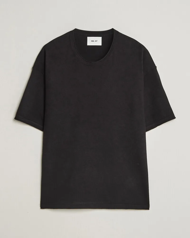 NN 07 Ryan Cotton/Linen T-Shirt Black Schwarz