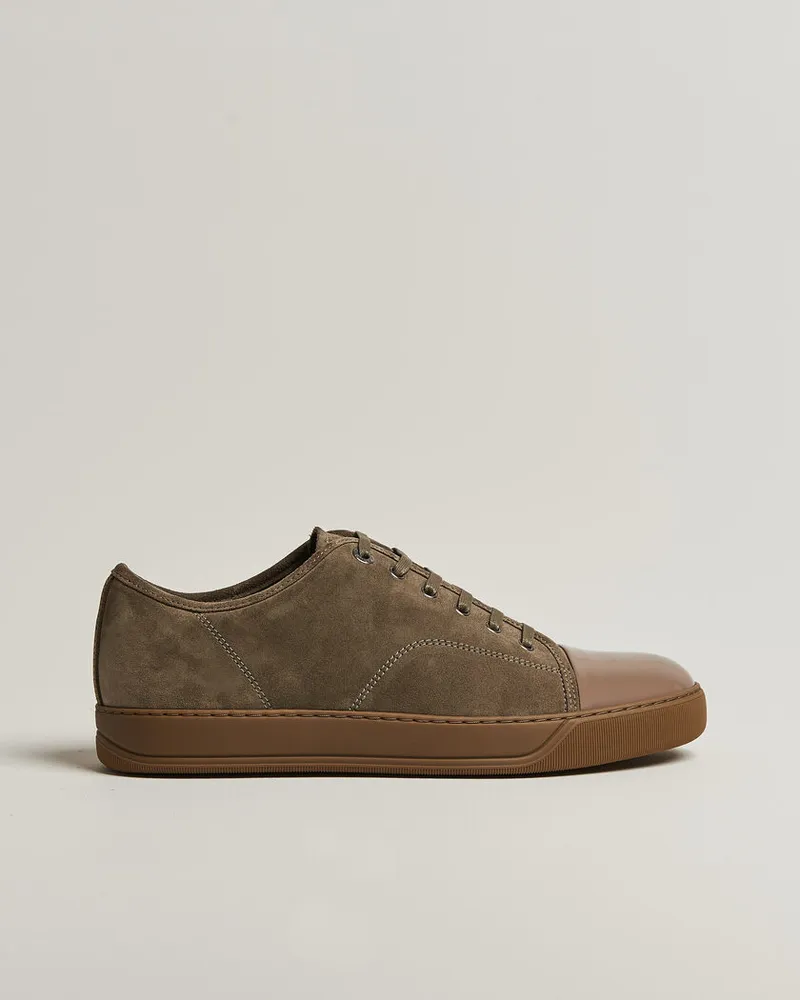 Lanvin DBB1 Patent Cap Toe Sneakers Khaki Grün