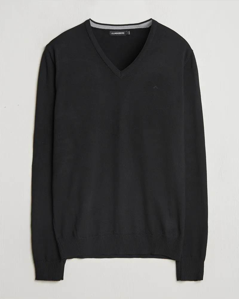 J.Lindeberg Lymann True Merino V-Neck Pullover Black Schwarz