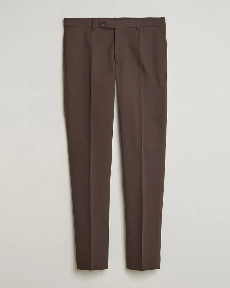 Incotex Regular Fit Flexgab Cotton Chinos Dark Brown Braun