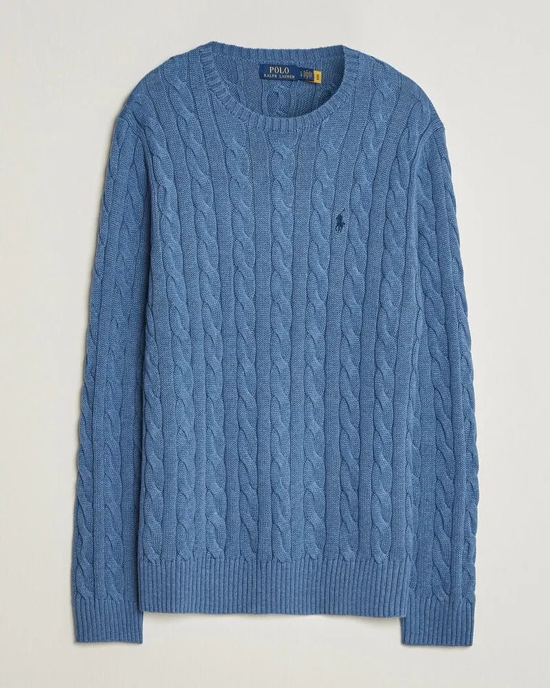 Ralph Lauren Cotton Cable Pullover  Blue Borage Heather Blau