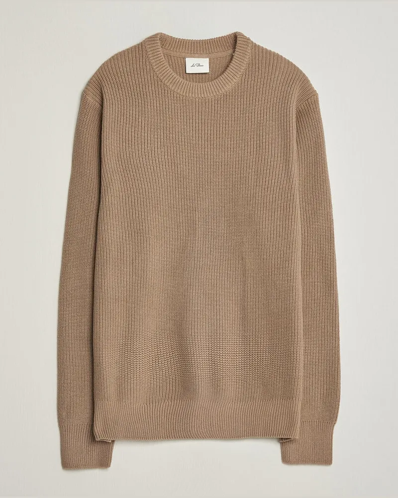 LES DEUX Rib Crewneck Knit Dark Sand Beige