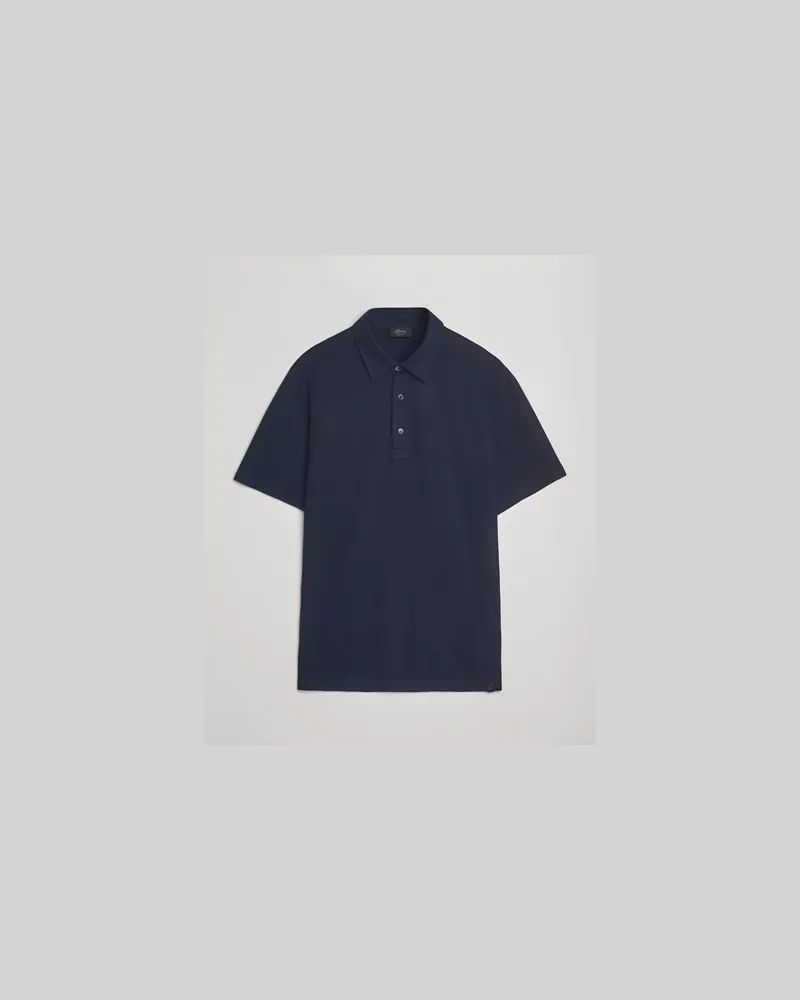 Brioni Short Sleeve Polo Piquet Navy Blau
