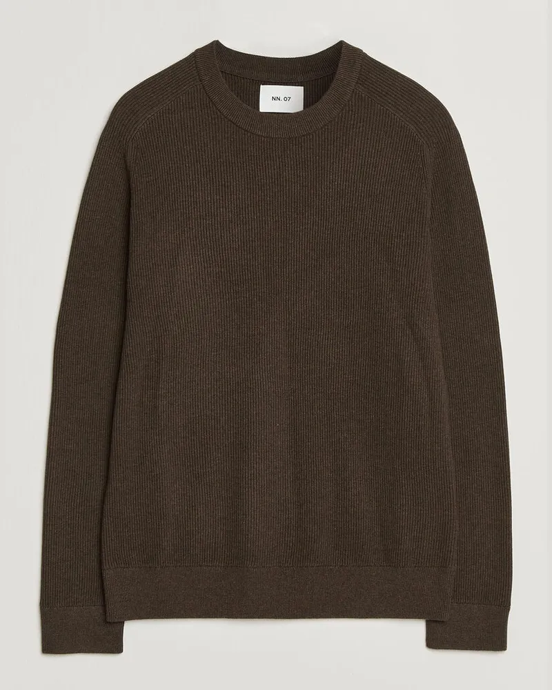 NN 07 Kevin Cotton Knitted Sweater Deep Truffle Braun