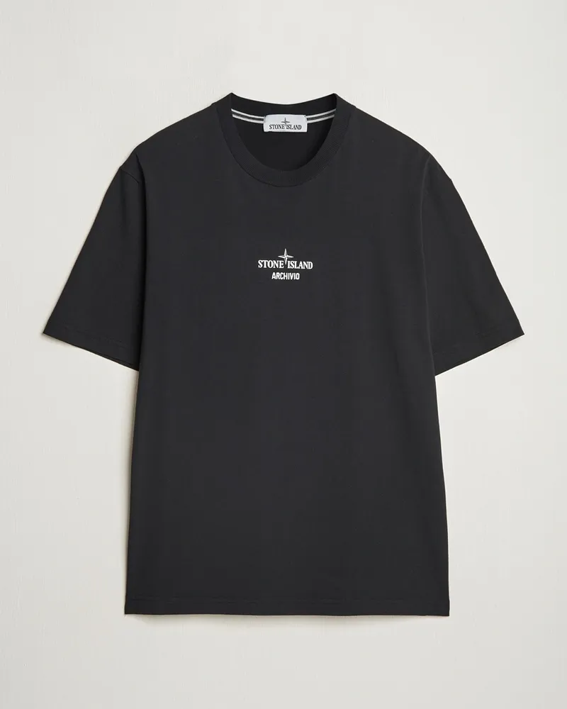 Stone Island Organic Cotton Archivio Print T-Shirt Black Schwarz