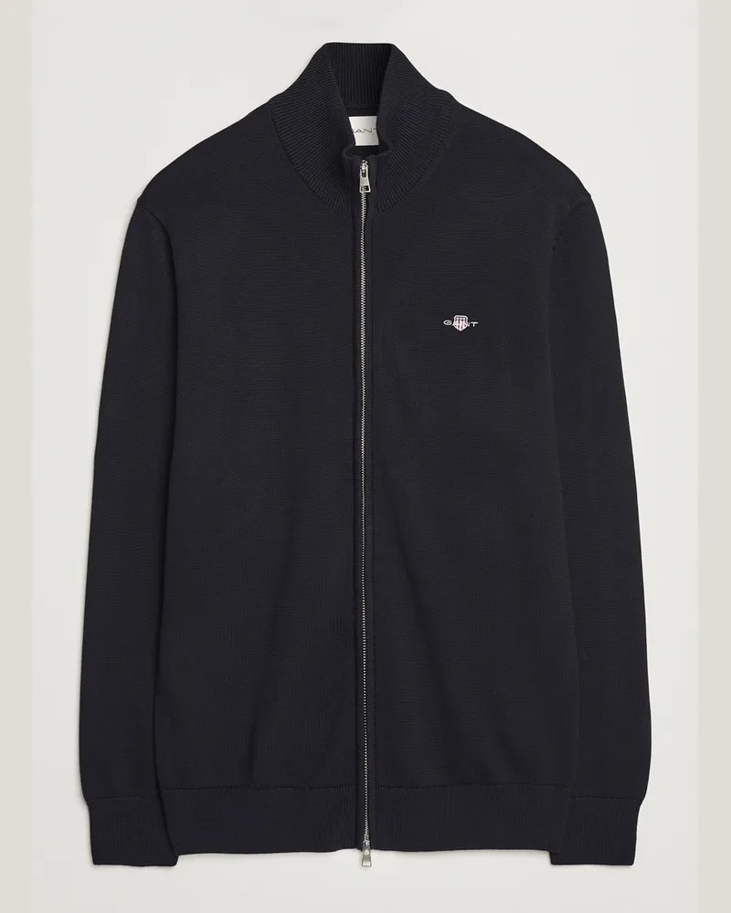 Gant Cotton Full Zip Cardigan Black Schwarz