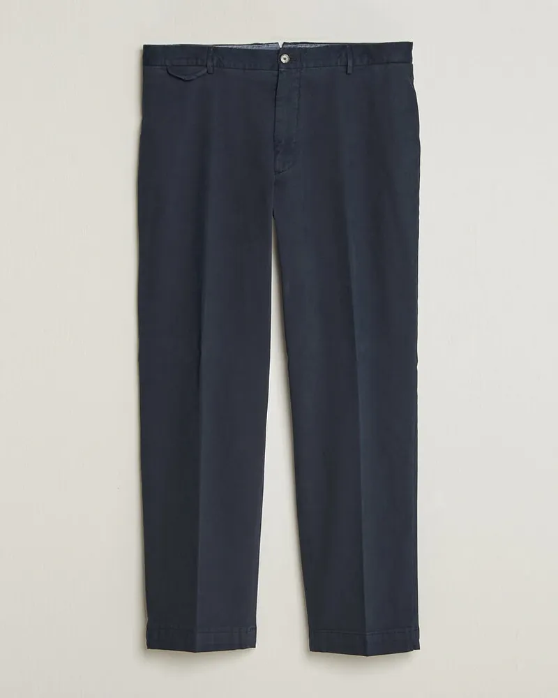 Biagio Santaniello Washed Cotton Trousers Navy Blau