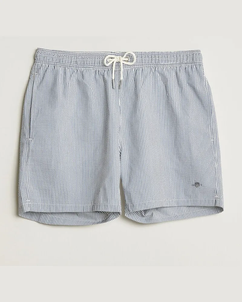 Gant Seersucker Striped Swimshorts Vintage Blue Blau