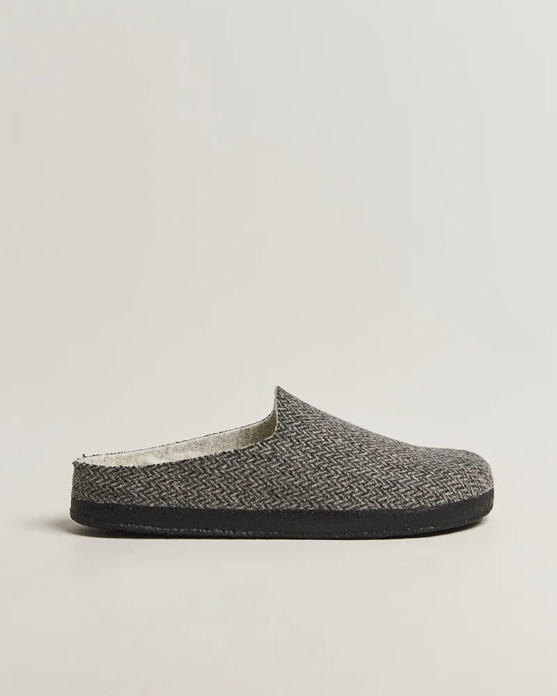 Birkenstock Amsterdam Wrapped Dip Shearling Dark Grey Herringbone Grau