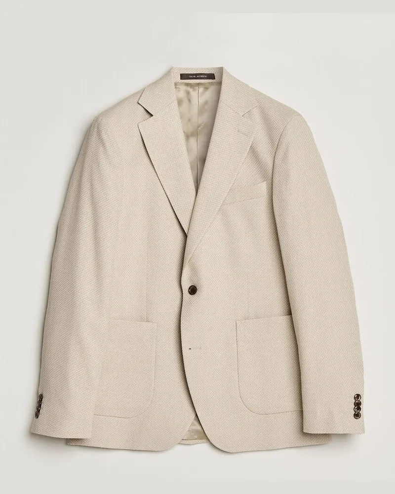 Oscar Jacobson Fogerty Patch Structure Cotton Blazer Beige Beige