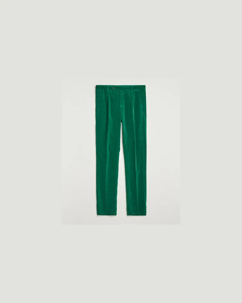 Massimo Alba Ionio Pleated Corduroy Pants Green Grün