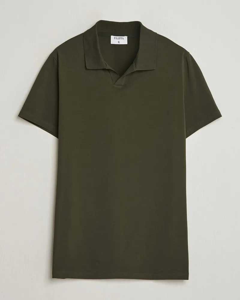 Filippa K Soft Lycra Polo T-Shirt Midnight Olive Grün