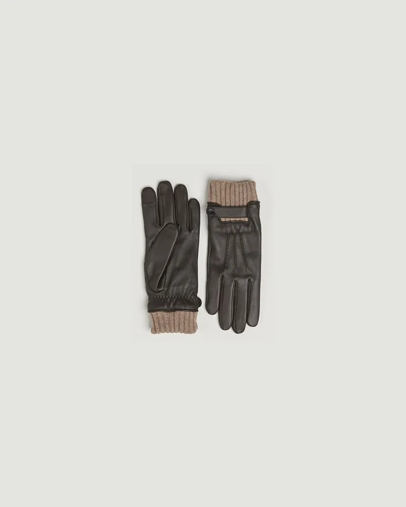 HUGO BOSS Hyden Leather Glove Dark Brown Braun