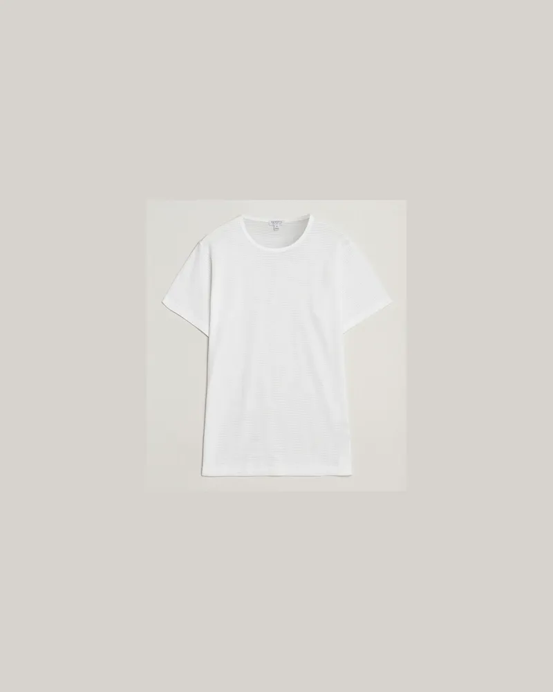 Sunspel Cellular Underwear T-Shirt White Weiß