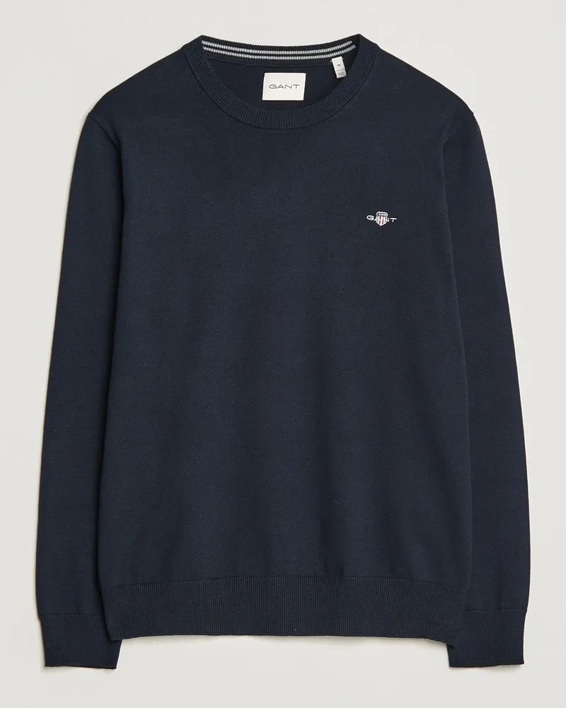 Gant Classic Cotton Crew Neck Evening Blue Blau