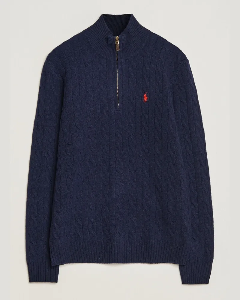 Ralph Lauren Wool/Cashmere Cable Half Zip Hunter Navy Blau