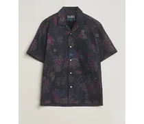 Japanese Floral Jacquard Camp Shirt Black