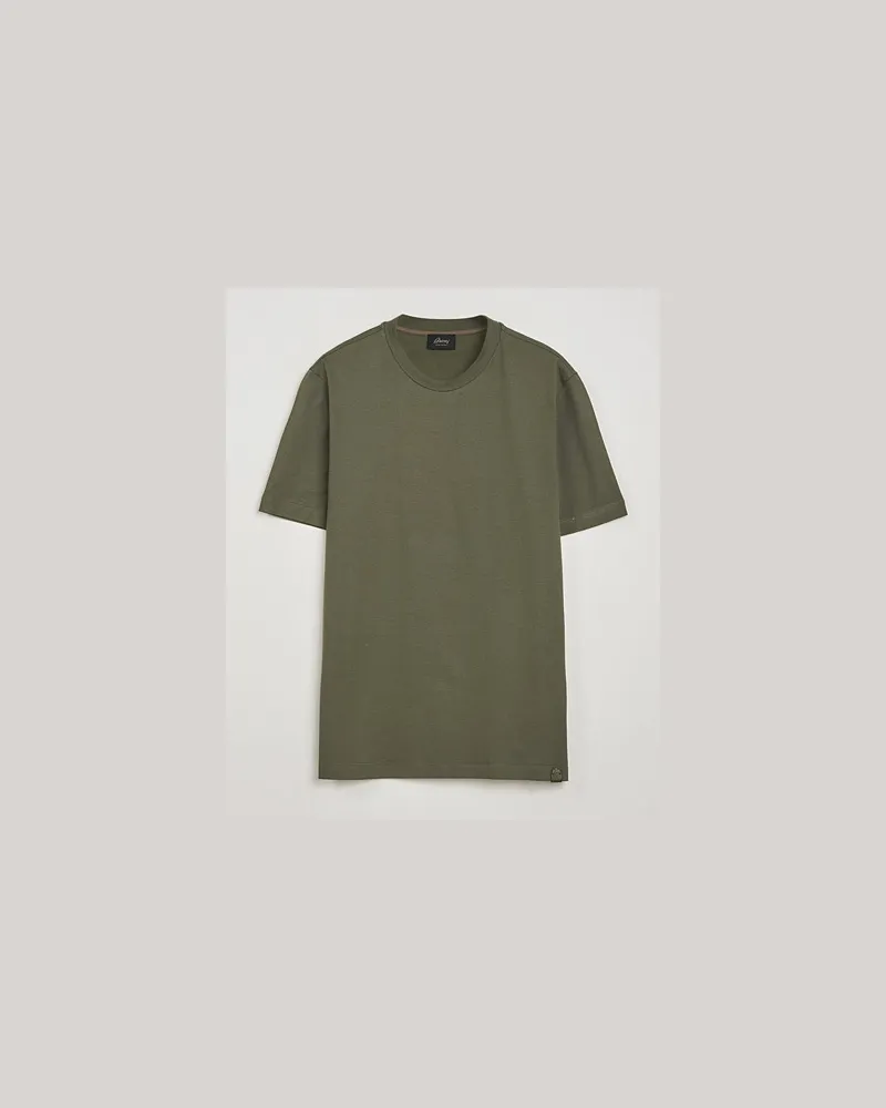Brioni Short Sleeve Cotton T-Shirt Military Grün