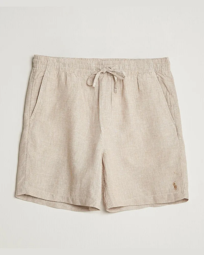 Ralph Lauren Woven Linen Shorts Coastal Beige White Beige