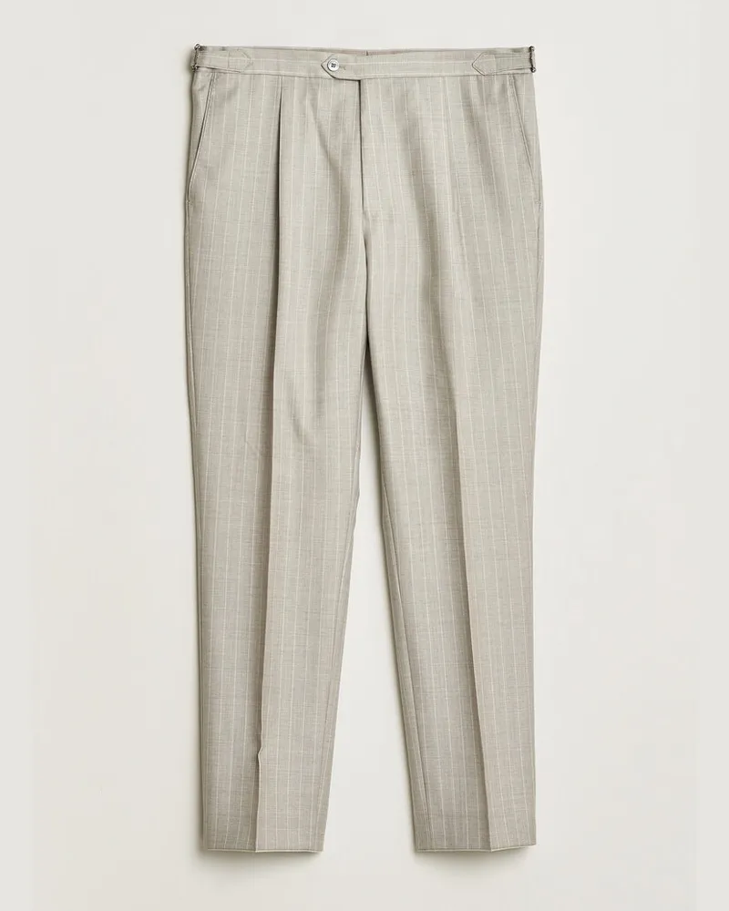 Oscar Jacobson Delon Striped Wool Trousers Beige Beige