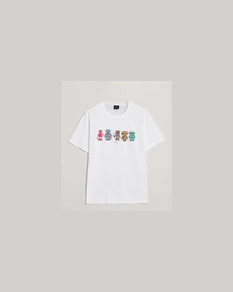 Paul Smith Robots Crew Neck T-Shirt White Weiß