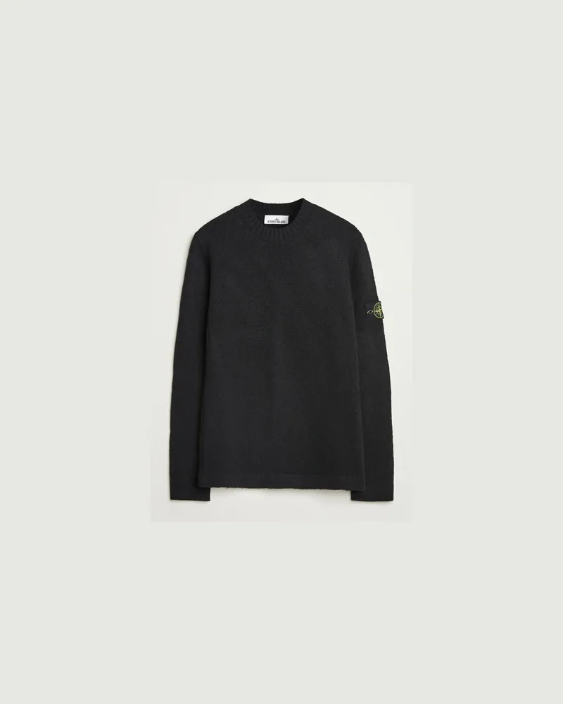 Stone Island Brushed Knitted Wool Crew Neck Black Schwarz