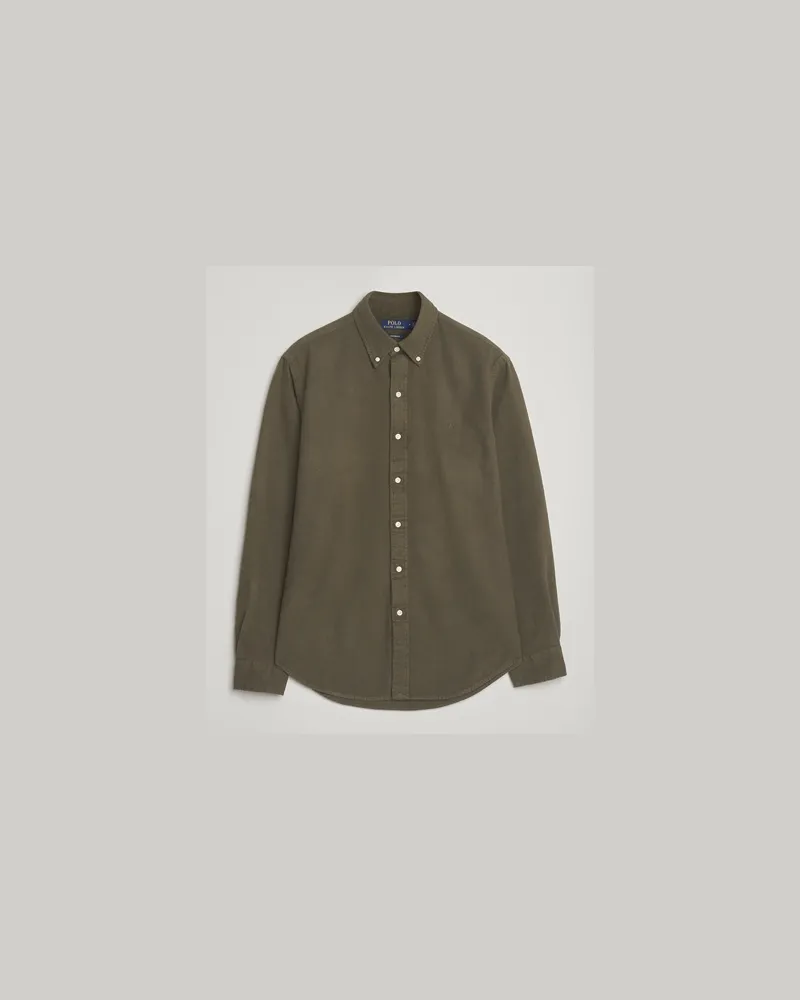 Ralph Lauren Custom Fit Brushed Flannel Shirt Ranger Green Grün