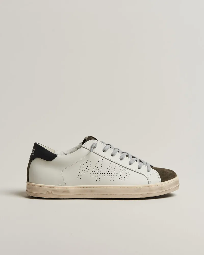 P448 John Leather Sneaker White/Olive Weiß