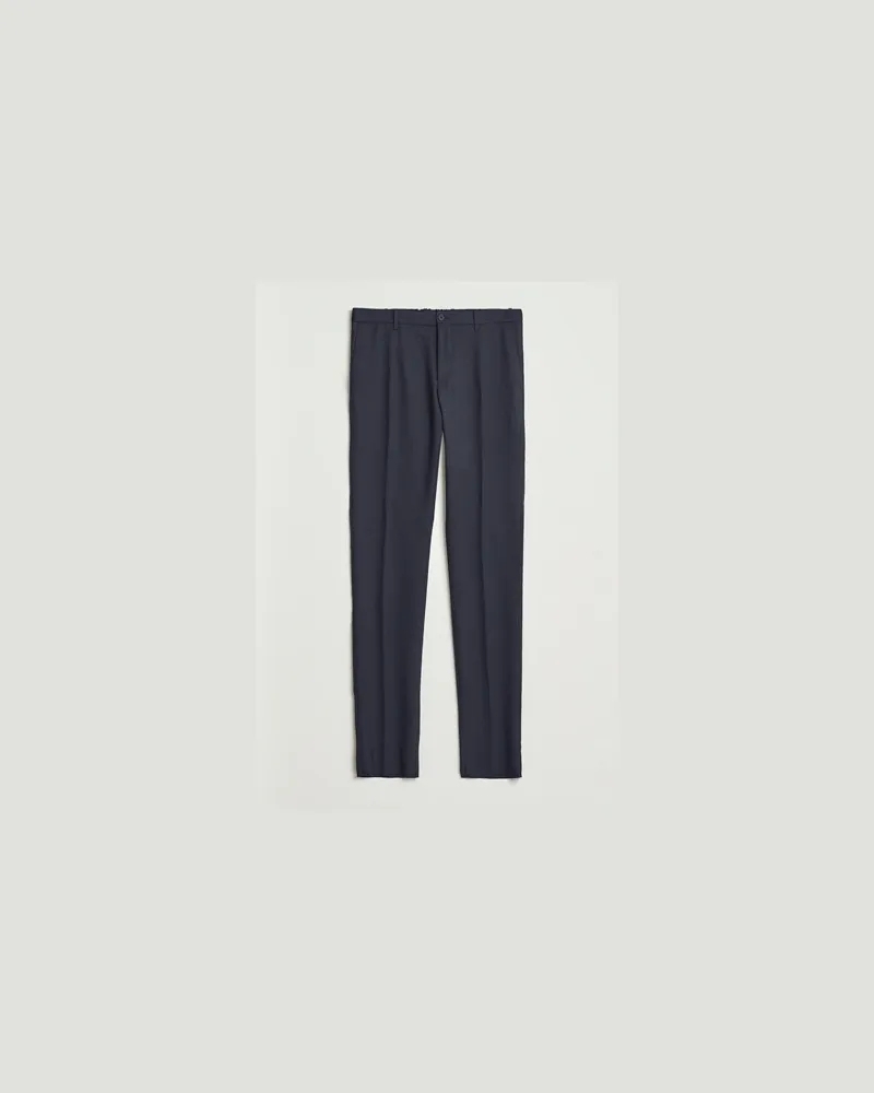 Incotex Slim Fit Washable Flannel Trousers Grey Melange Grau