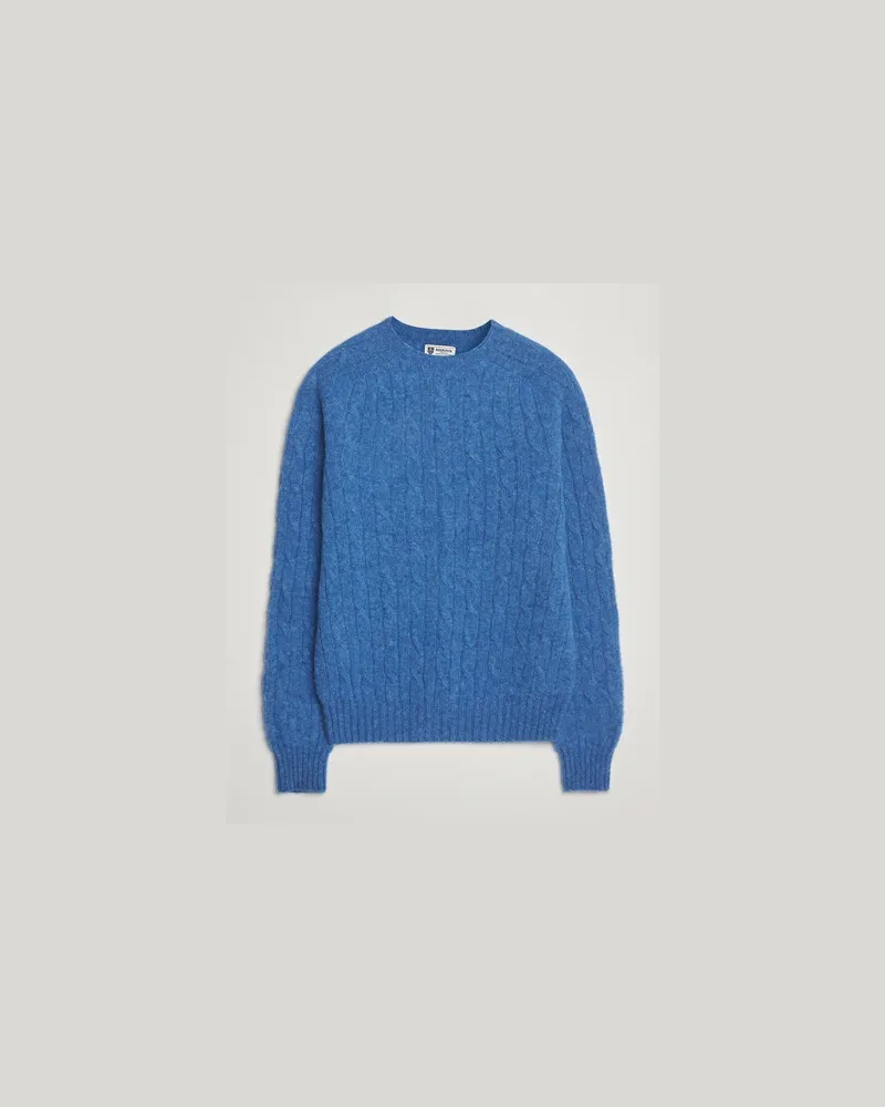 Morris Brushed Cable Sweater Blue Blau