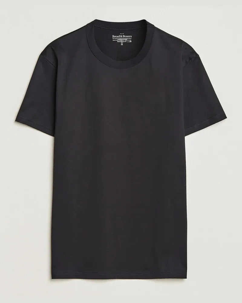Bread & Boxers Pima Cotton Crew Neck T-Shirt Black Schwarz