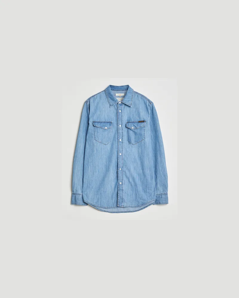 Nudie Jeans Gunnar Denim Shirt Light Blue Blau