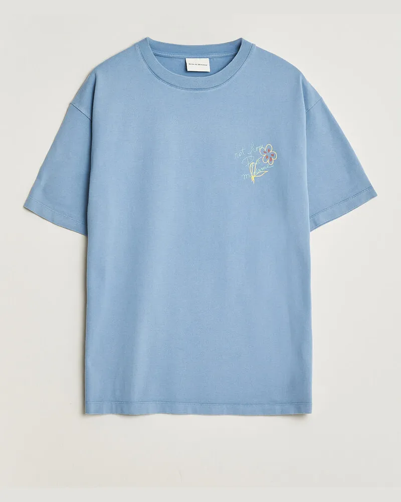 Drôle de Monsieur Esquisse Slogan T-shirt Light Blue Blau