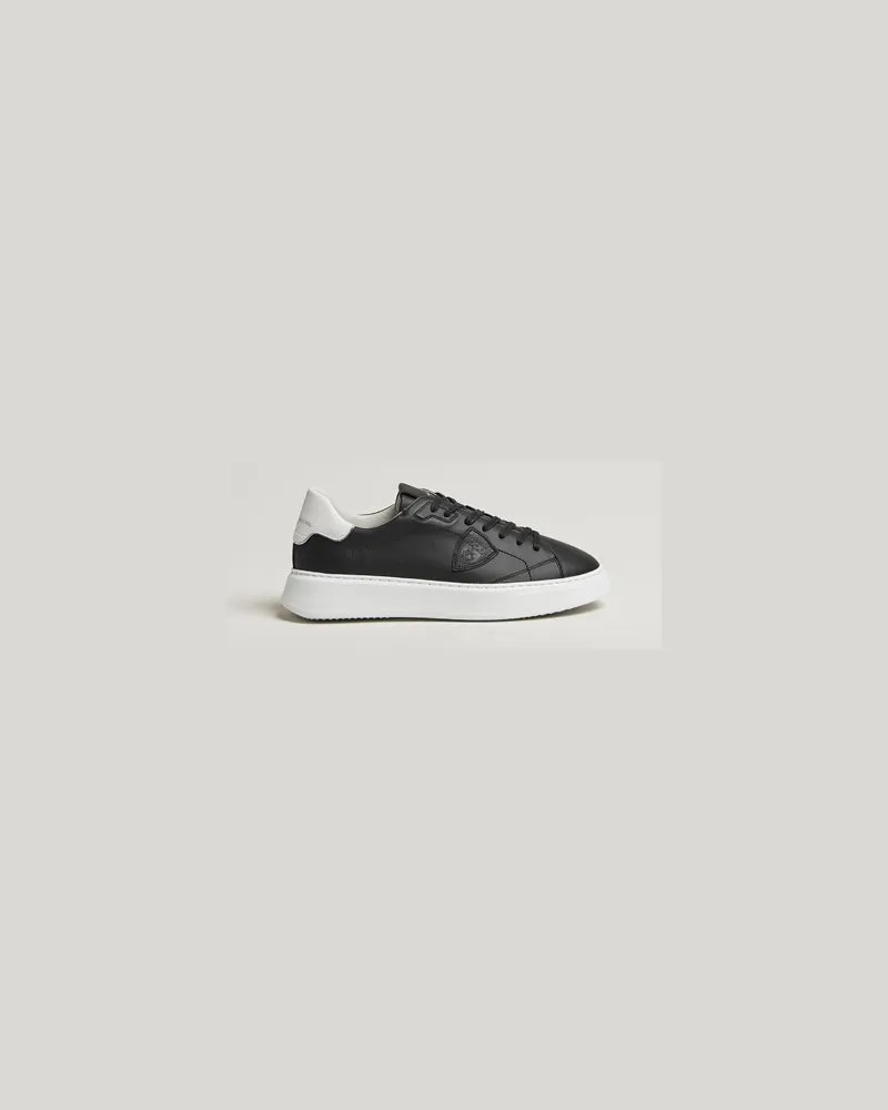 Philippe Model Temple Low Top Leather Sneakers Black Schwarz