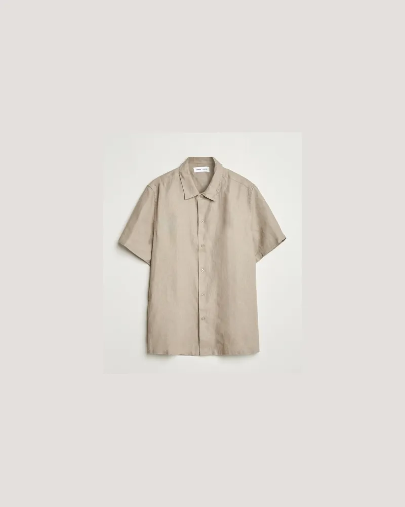 Samsøe & Samsøe Avan Linen Short Sleeve Shirt Greige Beige