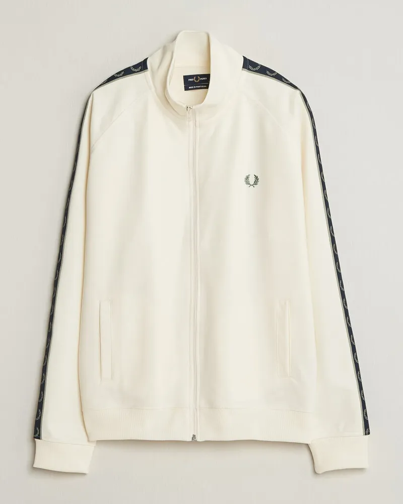 Fred Perry Taped Track Jacket Ecru Weiß