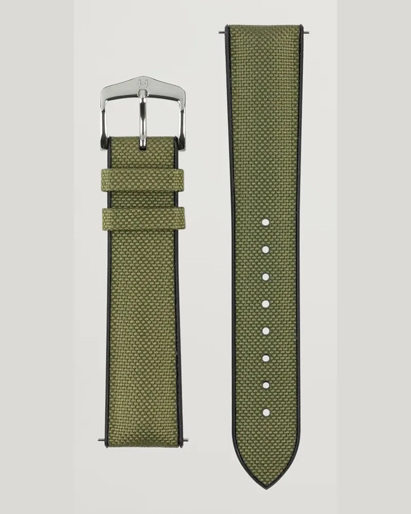 Hirsch Arne Sailcloth Effect Performance Watch Strap Olive Grün