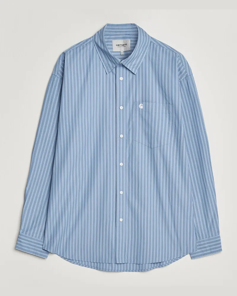 Carhartt WIP Keen Striped Cotton Poplin Shirt Curacao Blau
