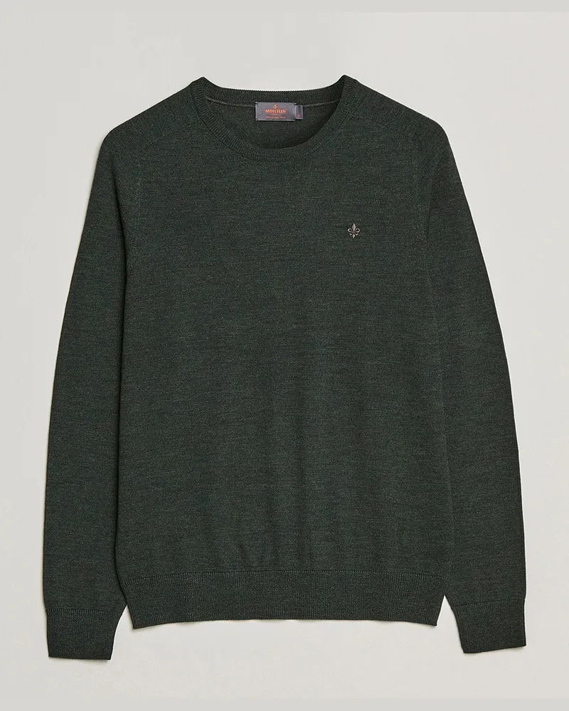 Morris Merino O-neck Olive Melange Grün