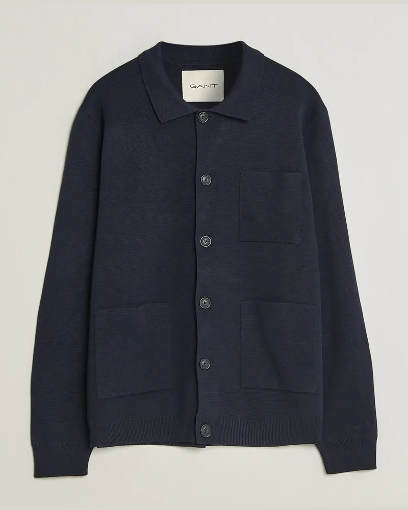 Gant Milano Knitted Cardigan Evening Blue Blau