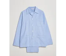 Brushed Baumwoll Flannel Herringbone Pyjama Set Blue