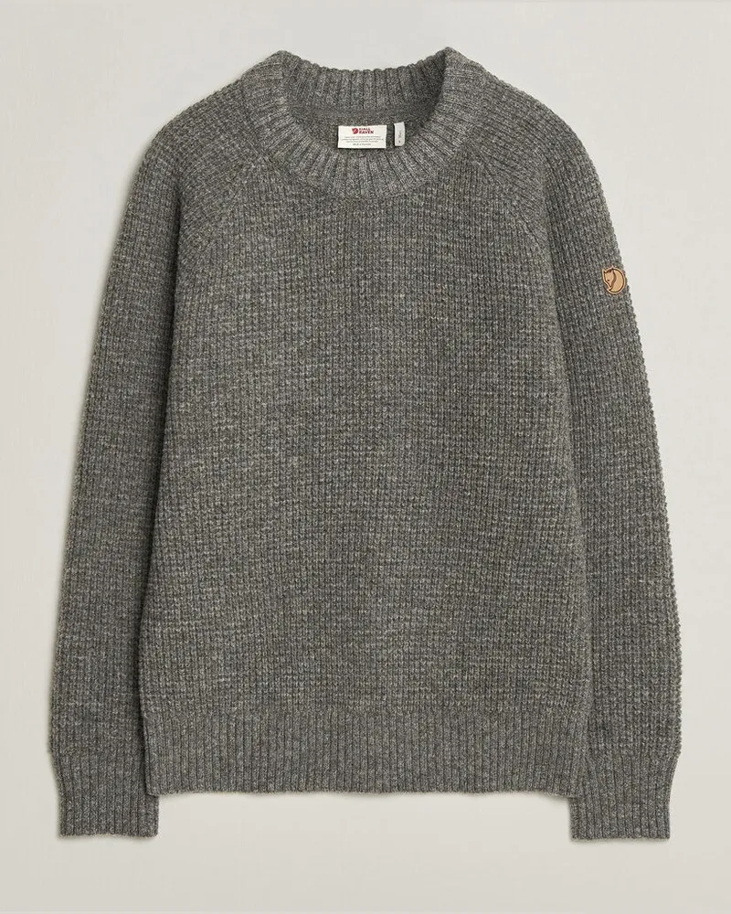 Fjäll Räven Övik Wool Waffle Knit Grey Melange Grau