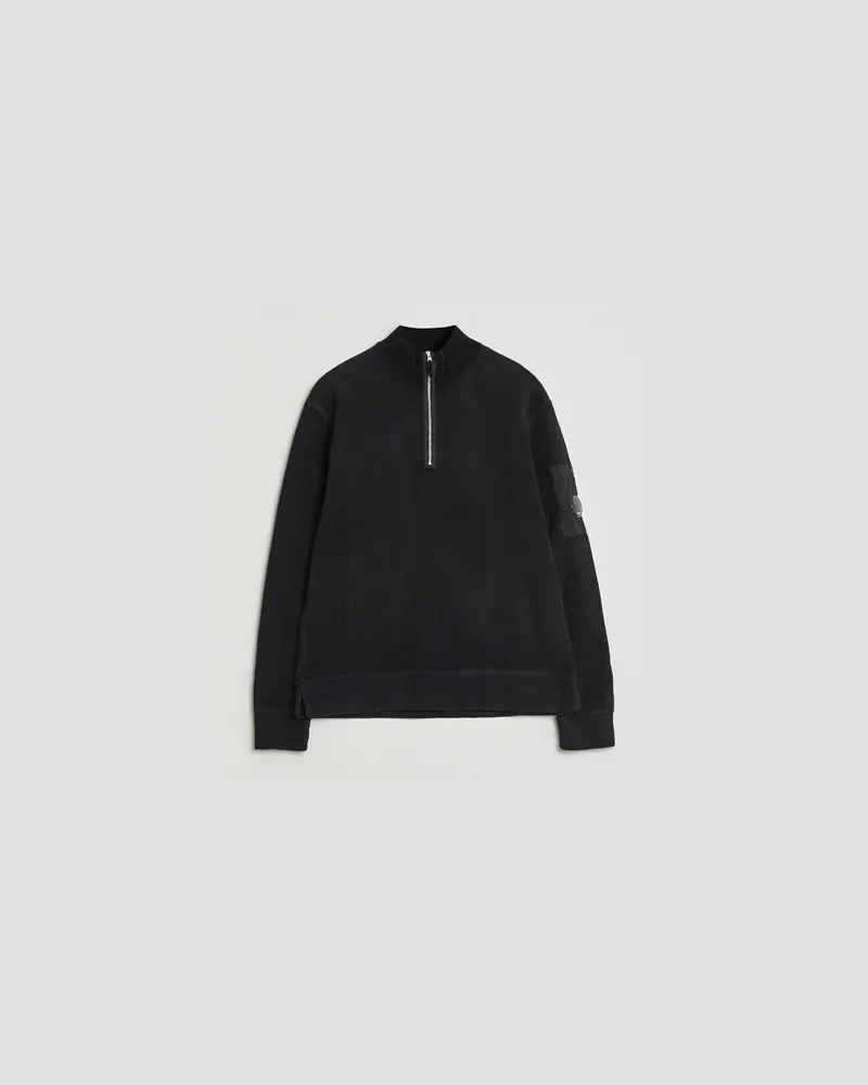 C.P. Company Brushed Emerized Diagonal Fleece Half Zip Black Schwarz